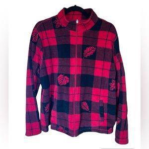 Breckenridge Plaid Leaf Zip Up Fleece Jacket